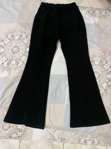 Black Flared Split Pants