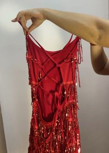 Sparkling Red Sequin Fringe Dress