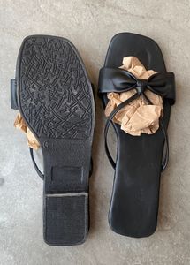 Black Bow Flat Sandals