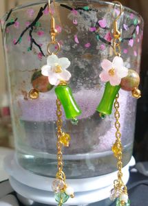 Real Unakite stone Cherry Blossom earrings ✨