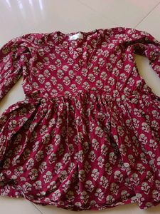 Maroon Floral Print Kurta