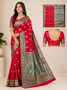 Vibrant Red Banarasi Silk Saree