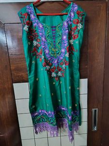 Embroidered Teal Kurta