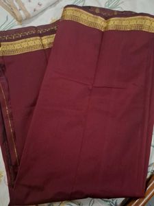 Elegant Maroon Saree with Gold Border