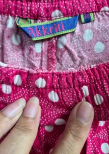Vibrant Pink Ethnic Skirt with White Pattern