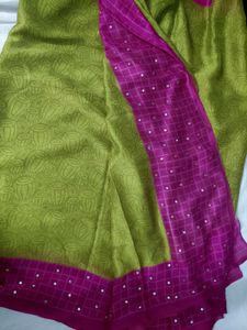 Beautiful Green &amp; Pink Saree