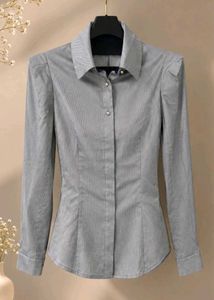 Chic Grey Striped Button-Up Shirt