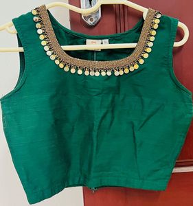 Elegant Green Embellished Blouse