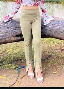 h&amp;m Olive Green Textured bodycon Pants