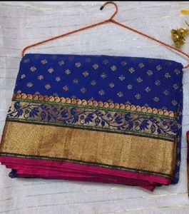 Elegant Blue & Gold Banarasi Silk Saree