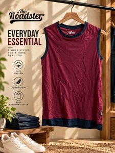 The Roadster Men's Maroon Sleeveless T-Shirt
