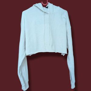 White Cropped Hoodie (a light stain is there)