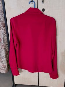 Chic Red Button-Up Blouse