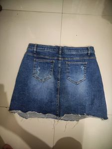 Distressed Denim Mini Skirt