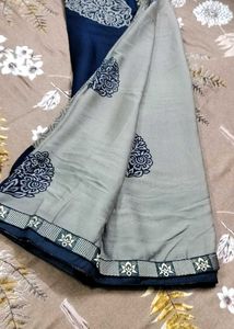 ELEGANT BLUE FLORAL SAREE