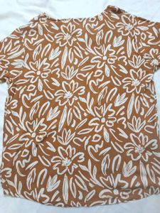 Floral Print Brown Top