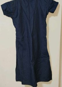 Dark Blue Denim Style Button-Down Dress | Casual W