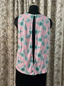 Pink Floral Sleeveless Top
