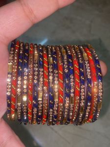 Sparkling Red & Blue Beaded Bangles