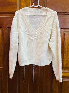 Cozy V-Neck Cream Knit Sweater