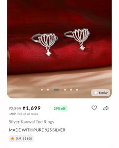 Pure 925 Silver Lotus Toe Rings