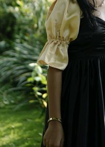 Elegant Black &amp; Gold Puffy Sleeve Gown