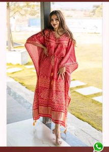 Red kaftani with White Polka Dots
