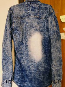 Distressed Acid Wash Denim Shirt