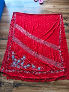 y2k Red heavy handwork Saree