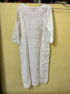 White Kurta Set with Pink Floral Embroidery