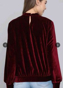 Velvet Mock Neck Cutout Top