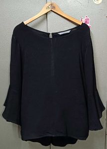 Chic Black Bell Sleeve Top