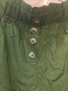 Olive Green cotton Waist Skirt