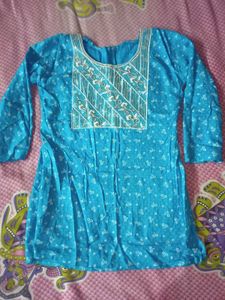 Embroidered Teal Kurta
