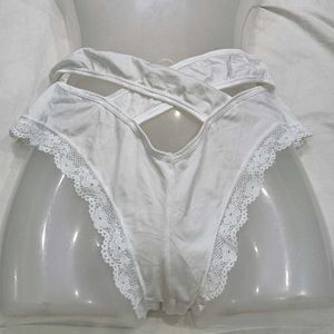 White🥰 Lace Trim Briefs