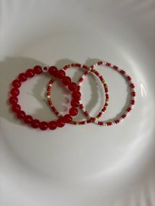 Red bracelet stack