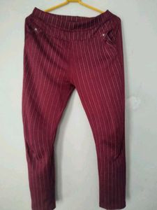 Maroon Pinstripe Pants