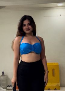 Blue Halter Crop Top