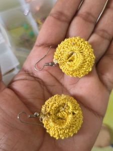 Handmade Yellow Crochet Earrings