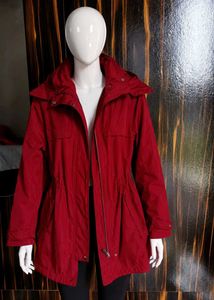 Chic Red Hooded Parka Jacket