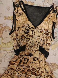 Leopard Print Sequin Y2k Dress