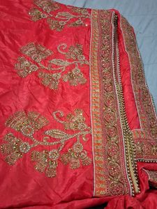 Embroidered Red Silk Saree