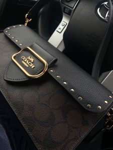 Coach Studded Monogram Shoulder Bag