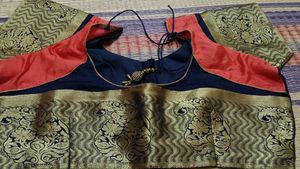 Orange Silk Blend Saree with blouse