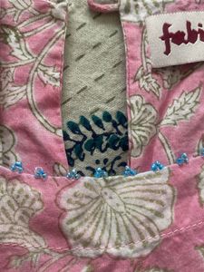 Fabindia Crop Top - Light Pink Floral sleeveless