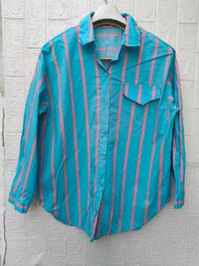New with tag Korean Striped Button-Up Shirt