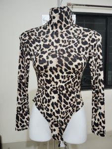 S- Leopard Print Turtleneck Bodysuit