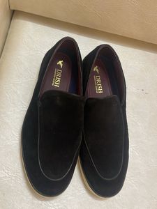 DRISH Black Suede Leather Loafers
