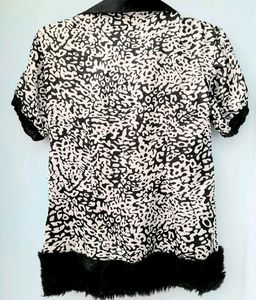Vintage Black &amp; White Print Mini Dress
