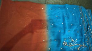 Elegant Blue &amp; Orange Saree